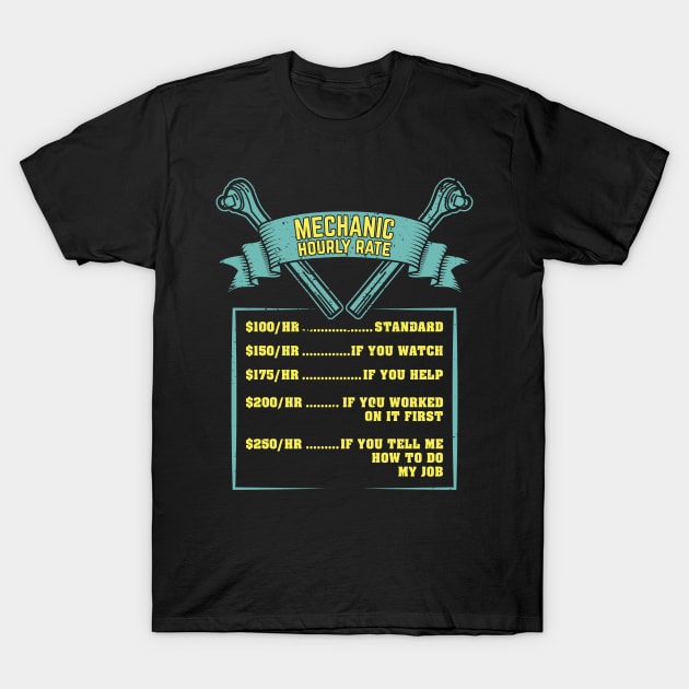 Mechanic Hourly Rate Funny Gift T-Shirt by Dolde08